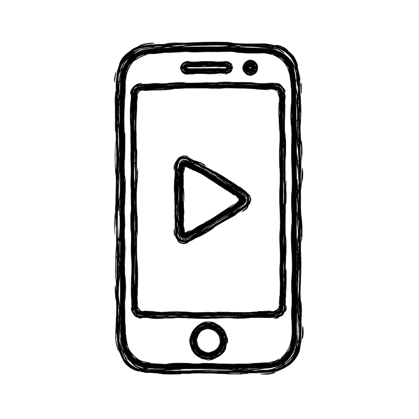 Gezeichnetes Smartphone mit Play-Button